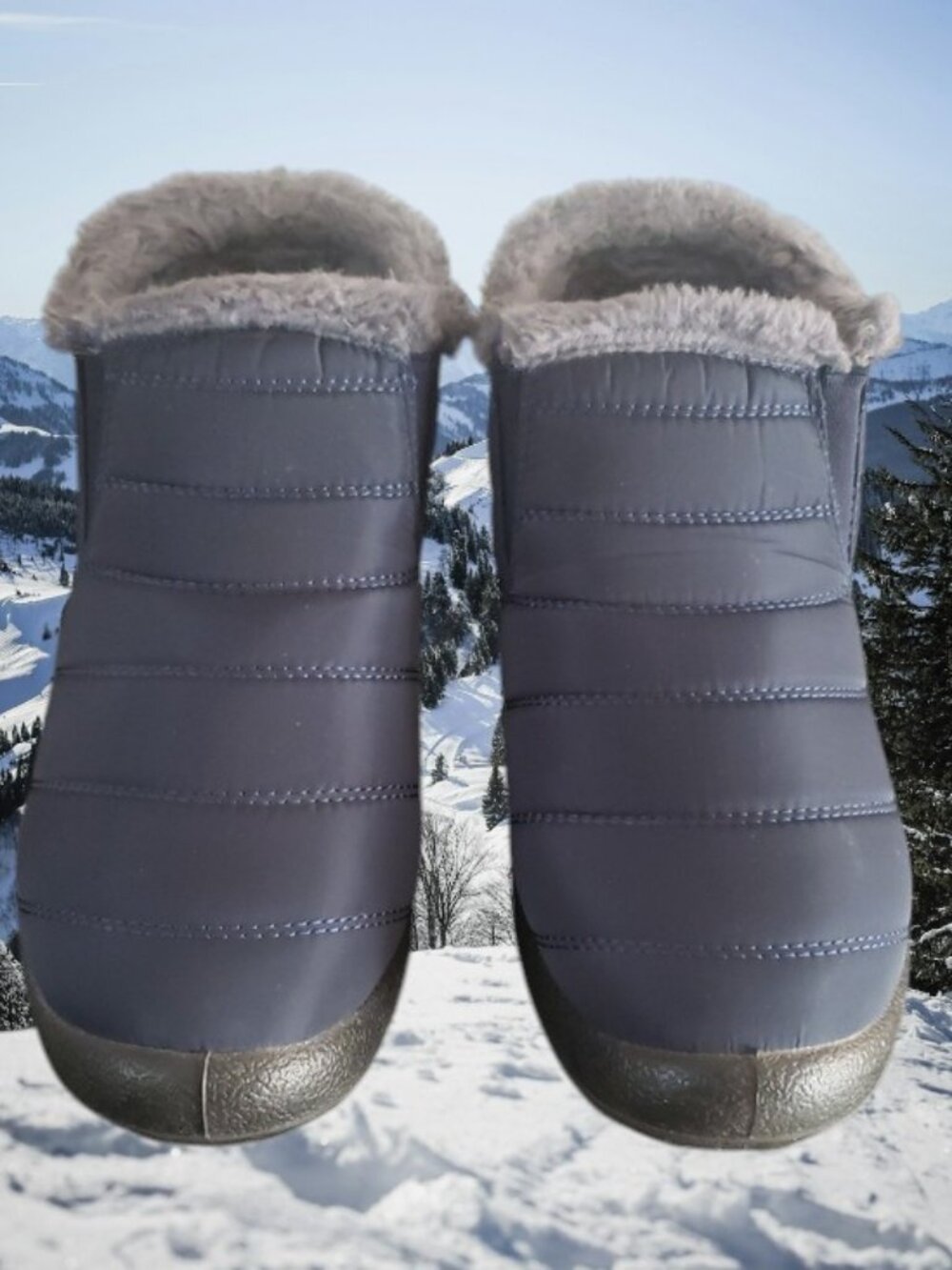 Women's Navy Blue Slip-On Warm Faux-Fur Lined Waterproof Boots   👢Sz: 39; 8.5-9